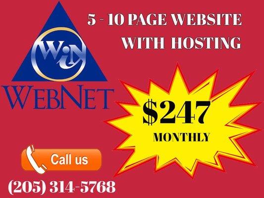 5 - 10 page website with hosting $247/month