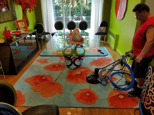 Area rug deep cleaning at the customer's home.