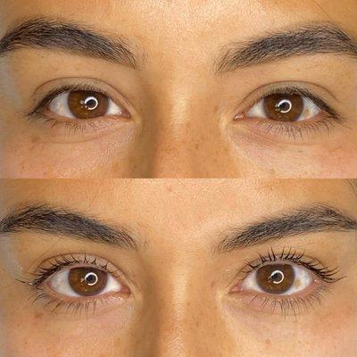 Before and after lash lift