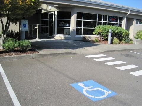 Handicap parking spot are available.