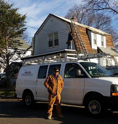 Roofing work.