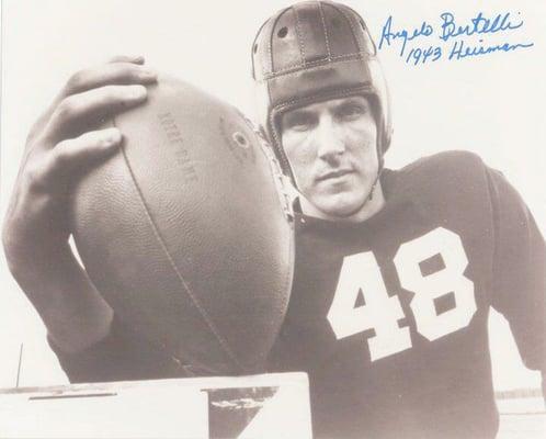 Angalo Bertelli winner of the 1943 Heisman Trophy and founder of Bertelli's liquor and skate shop