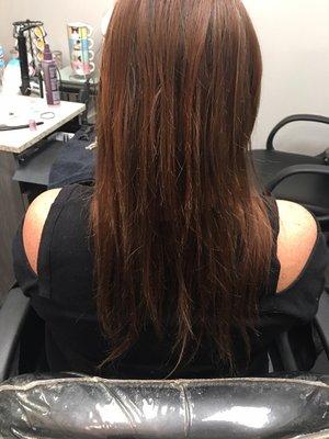 My clients before getting 16"Fusion hair extensions