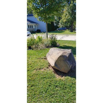 Big-old rock, perfectly placed by Vin's Total Care Landscaping.