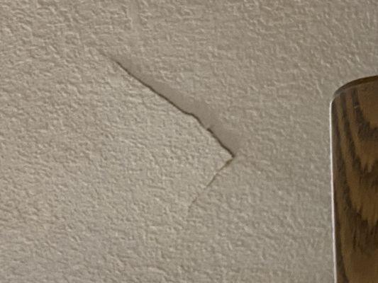 Cracked ceiling.