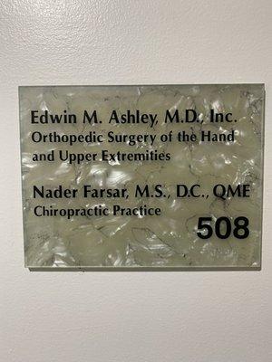 Dr. Nader Farsar name plate