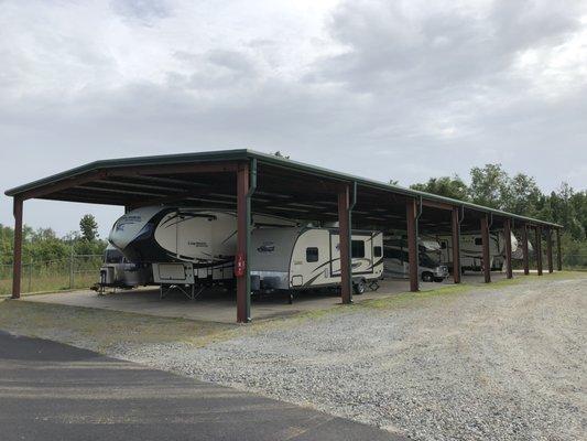 We offer covered parking spots with power hookup!