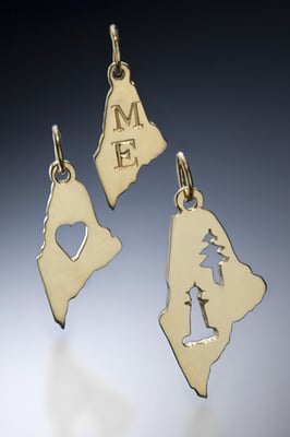 Maine State Charms available in Gold and Silver