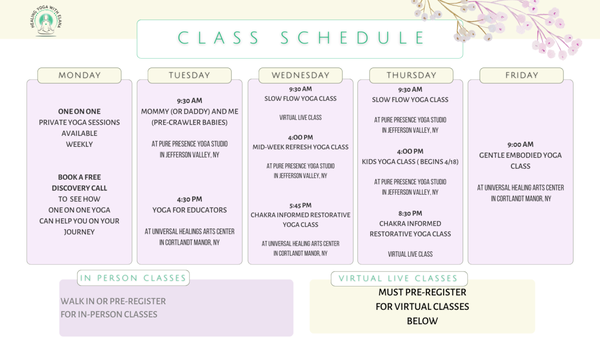 Class Schedule as of April 2024