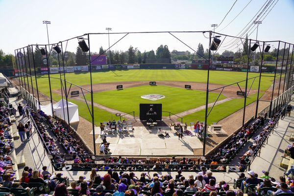 School Show of "Trial of the Big Bad Wolf" at Valley Strong Ballpark, home of Visalia Rawhide