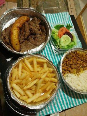 Carne asada (grilled steak) meal with side order of fries