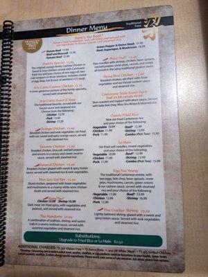 Menu at Leong's Asian Diner, Springfield