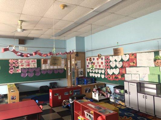 Just one class room full of art work, different play areas and lots of learning.