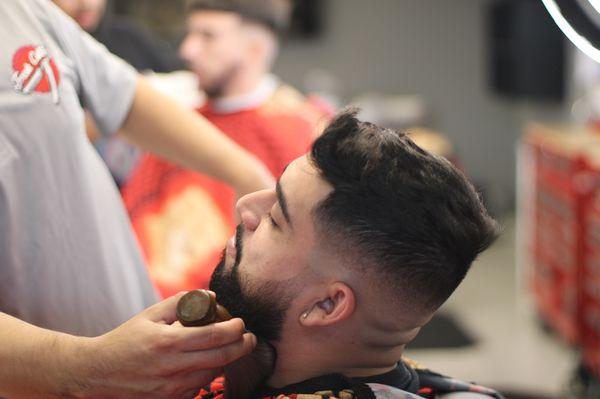 Mid fade and beard line up