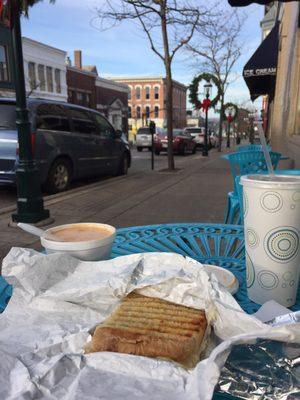 Perfect grilled sandwich and chowder on a lovely afternoon. Thank you Parkside + Petoskey!