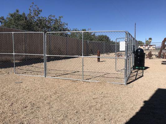 A small dog park area attached. It's just dirt.