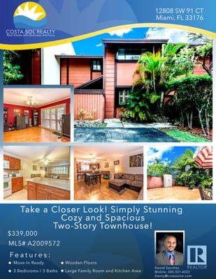 Gorgeous Townhouse for Sale! Miami, FL