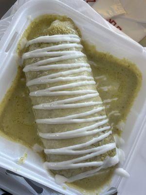 Wet green burrito