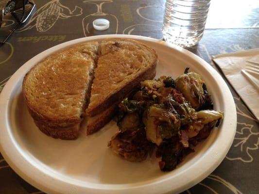 Toasted tuna sandwich with bacon brussel sprouts!