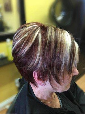 Blondes highlights with dark hair under neath