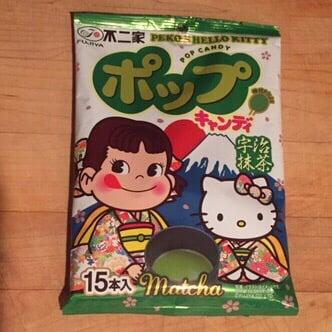 Japan edition of Milky x Hello Kitty match green tea lollipop