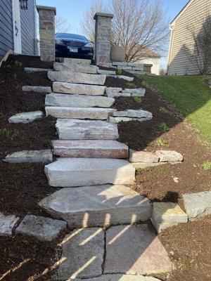 Stair walkway from front yard to back