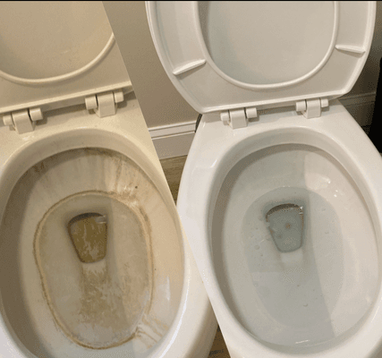 Toilet deep clean. Before and After