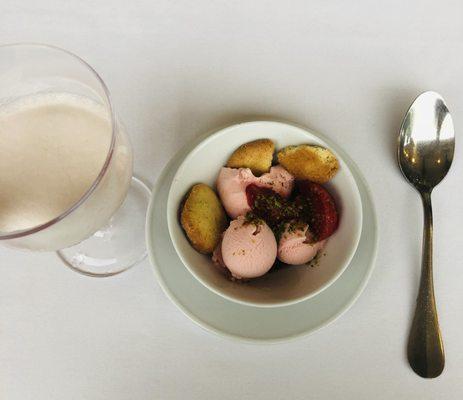 Plum ice cream with lavender cookies