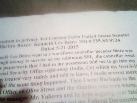 Barbara Boxer's consent to release form!! Forwarded to Kamala Harris's office!