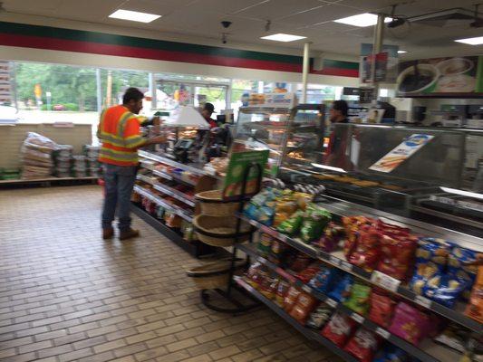 Well packed service counter.