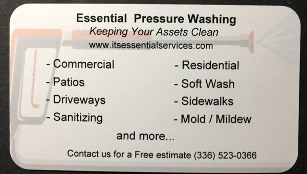 Essential Pressure Washing Business Card Back