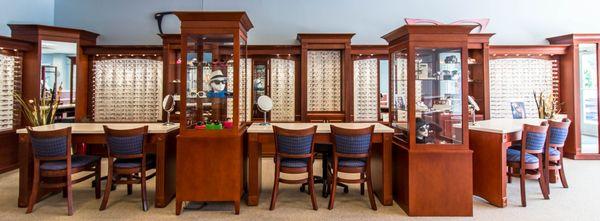 Optical Outfitter's Williamston line of displays... Frame Cabinets, Glass Displays, and Dispensing Tables