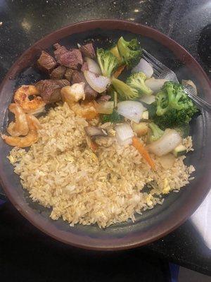 Shrimp and fillet hibachi plate