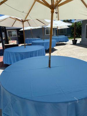 Tables and umbrellas