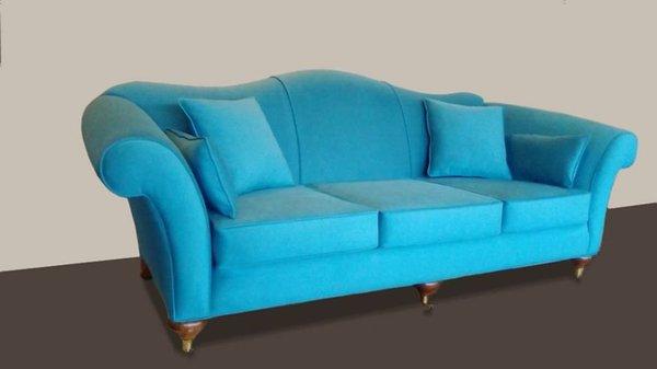 From frumpy traditional pattern weave to this gorgeous contemporary electric blue super suede sofa!