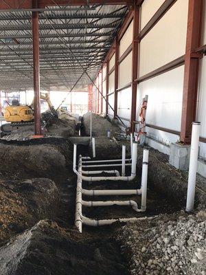 Underground Rough-In of Main Drain Lines for Inspection Building at Packer Terminal