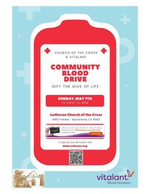 We host Community Blood Drives regularly with Vitalant.