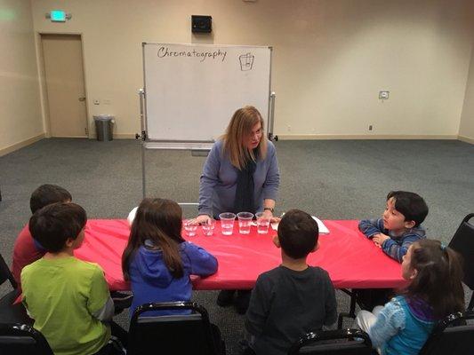 Board President, doing a science experiment.