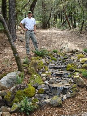 Water feature designed and constructed by Wilfred Brunet of Alpine Landscape Construction.