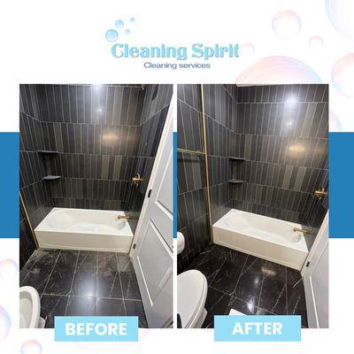 Quick before an after of this gorgeous bathroom clean up