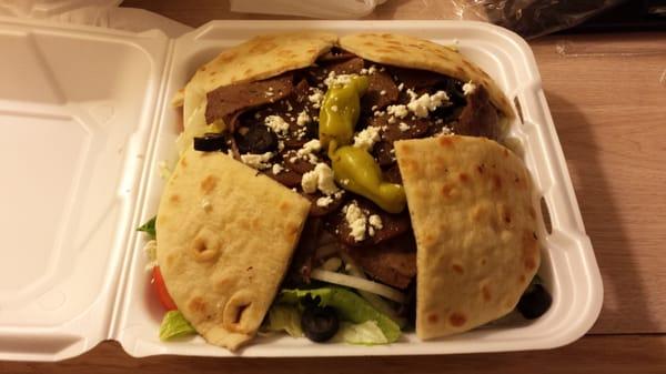 Huge Gyro Salad for $6.99. Plenty of meat