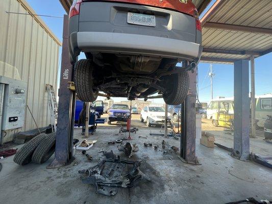 Not afraid to get dirty. 
Two full bays outside, for all the messy jobs.