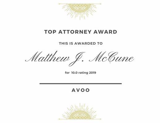 Voted "Top Attorney" by Avvo in 2019.