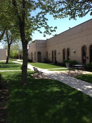 View from the front door - beautifully landscaped walkway to all the businesses