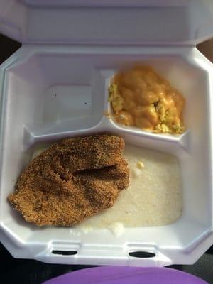 Fish, eggs with cheese and grits...$4.25