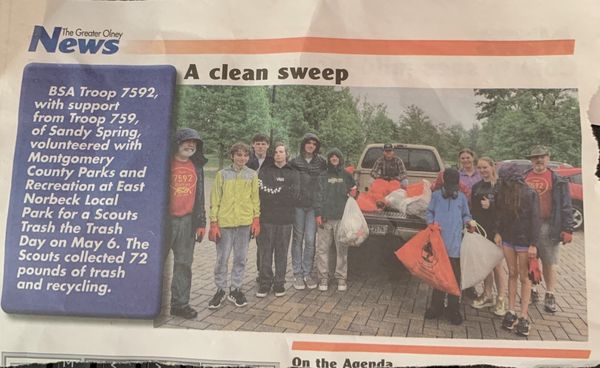 Recent post to Greater Olney News about our troop...