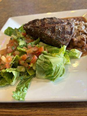 Today's steak special, substituted salad for rice. Would cost double anywhere else.