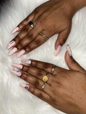 Gel X nails with designs!