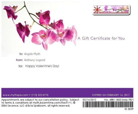 Instant Gift Certificate on-line