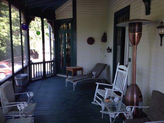 Screened-in patio with hot tub